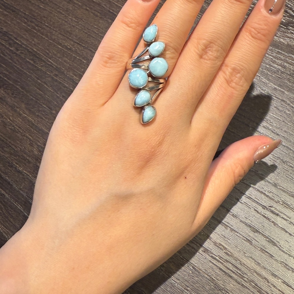 Larimar and Silver Statement Ring - Vintage